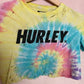 Reworked Hurley Distressed Tie Dye Crop Baby Tee, Size XS