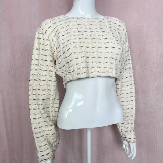 Reworked Vintage Reba Rose Crop Sweater, Size Medium