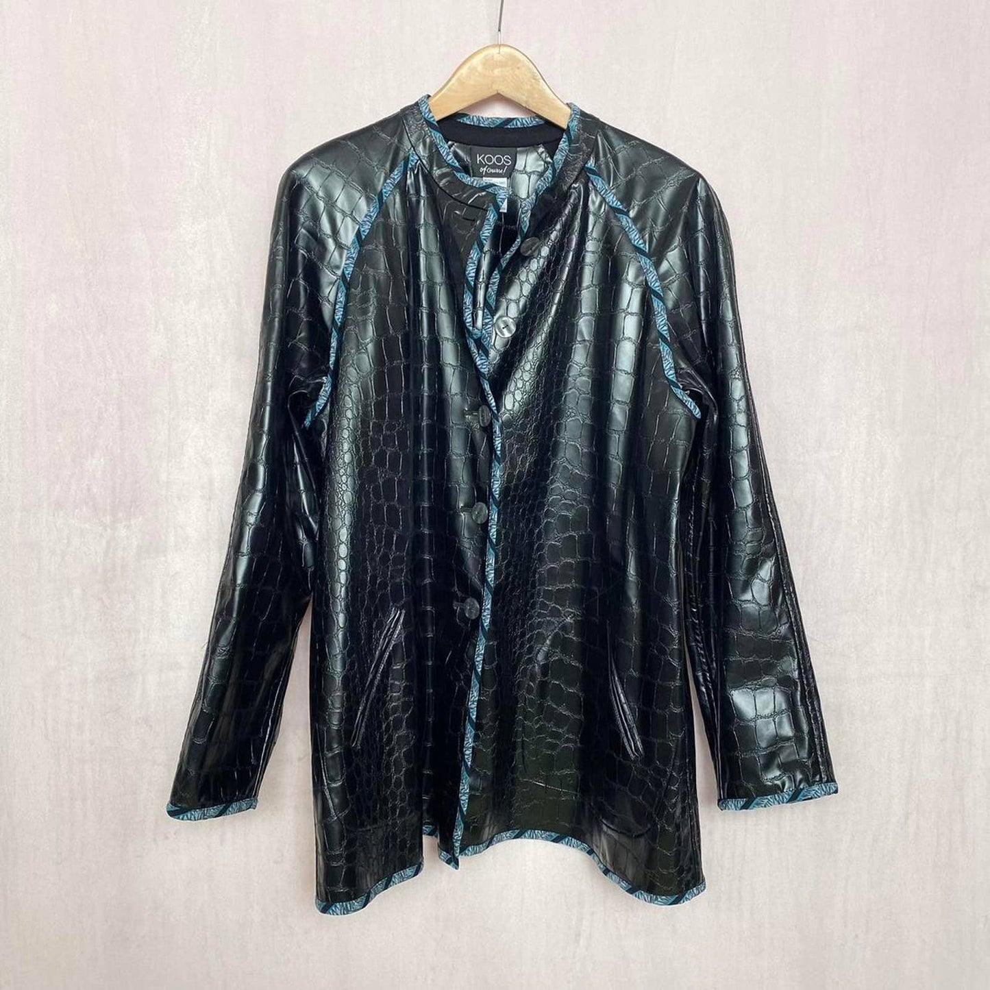 Vintage KOOS Of Course Reversible Vinyl Croc Leather Jacket, Size Large