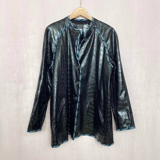 Vintage KOOS Of Course Reversible Vinyl Croc Leather Jacket, Size Large