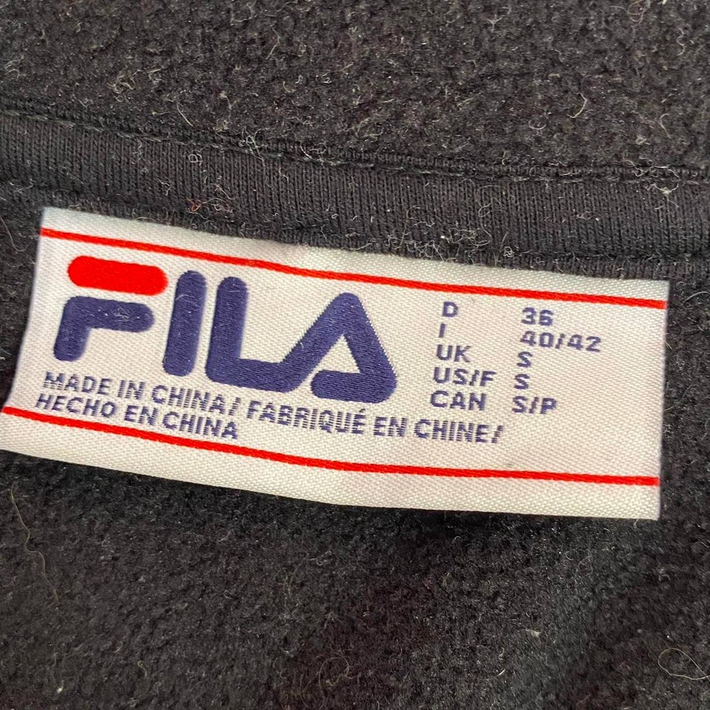 Reworked FILA Crop 1/4 Zip Fleece Pullover, Size Small
