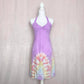 Vintage Purple Rayon Tie Dye Halter Dress, Size Small