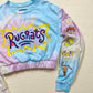 Upcycled Nickelodeon Rugrats Tie Dye Crop Long Sleeve, Size Small