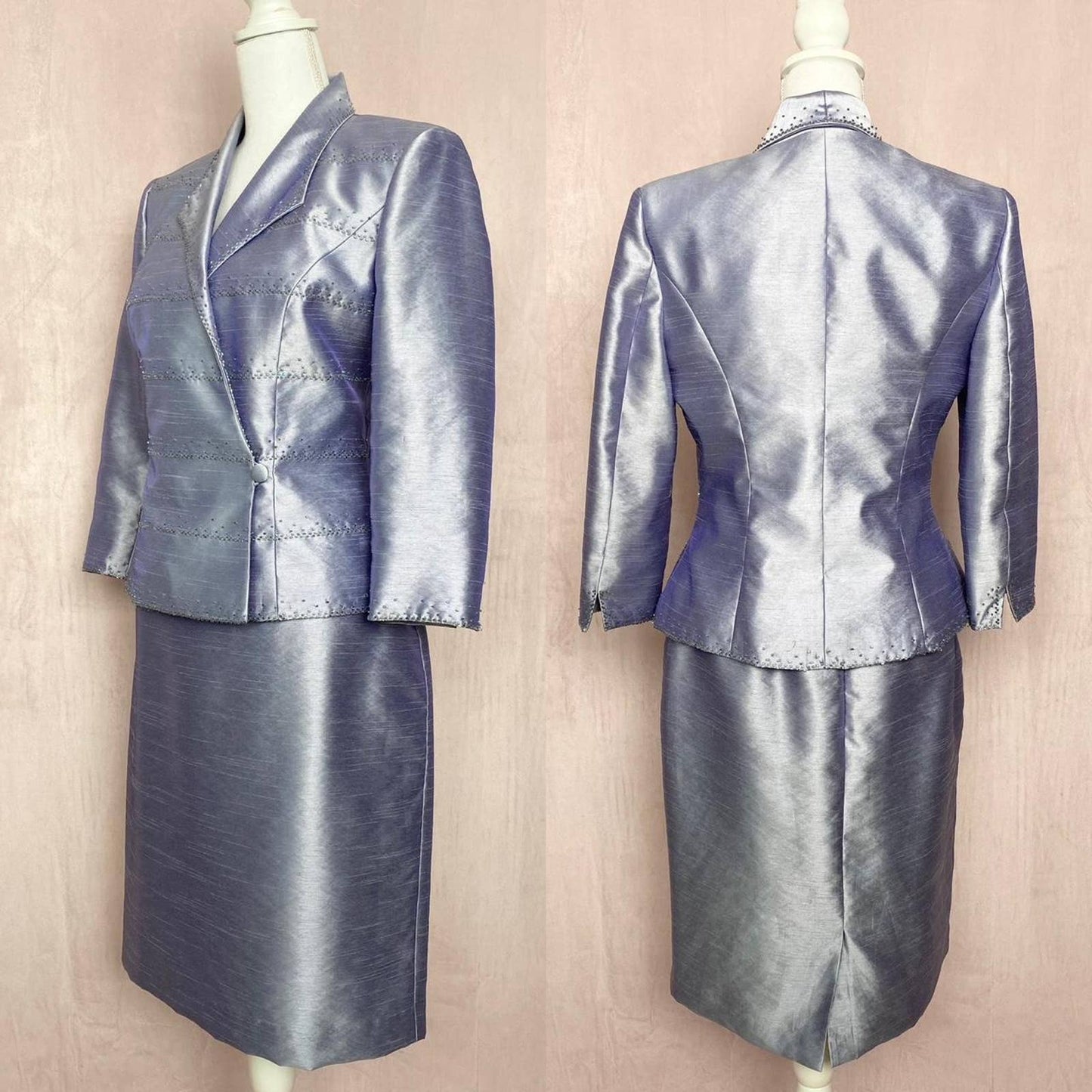 Vintage Alex Evenings Beaded Suit Jacket & Skirt Set, Size 8