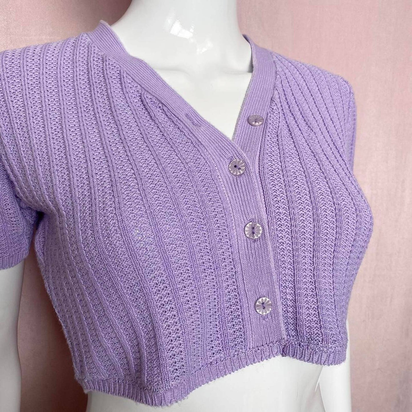 Reworked DoDo Short Sleeve Knit Crop Cardigan, Size XS