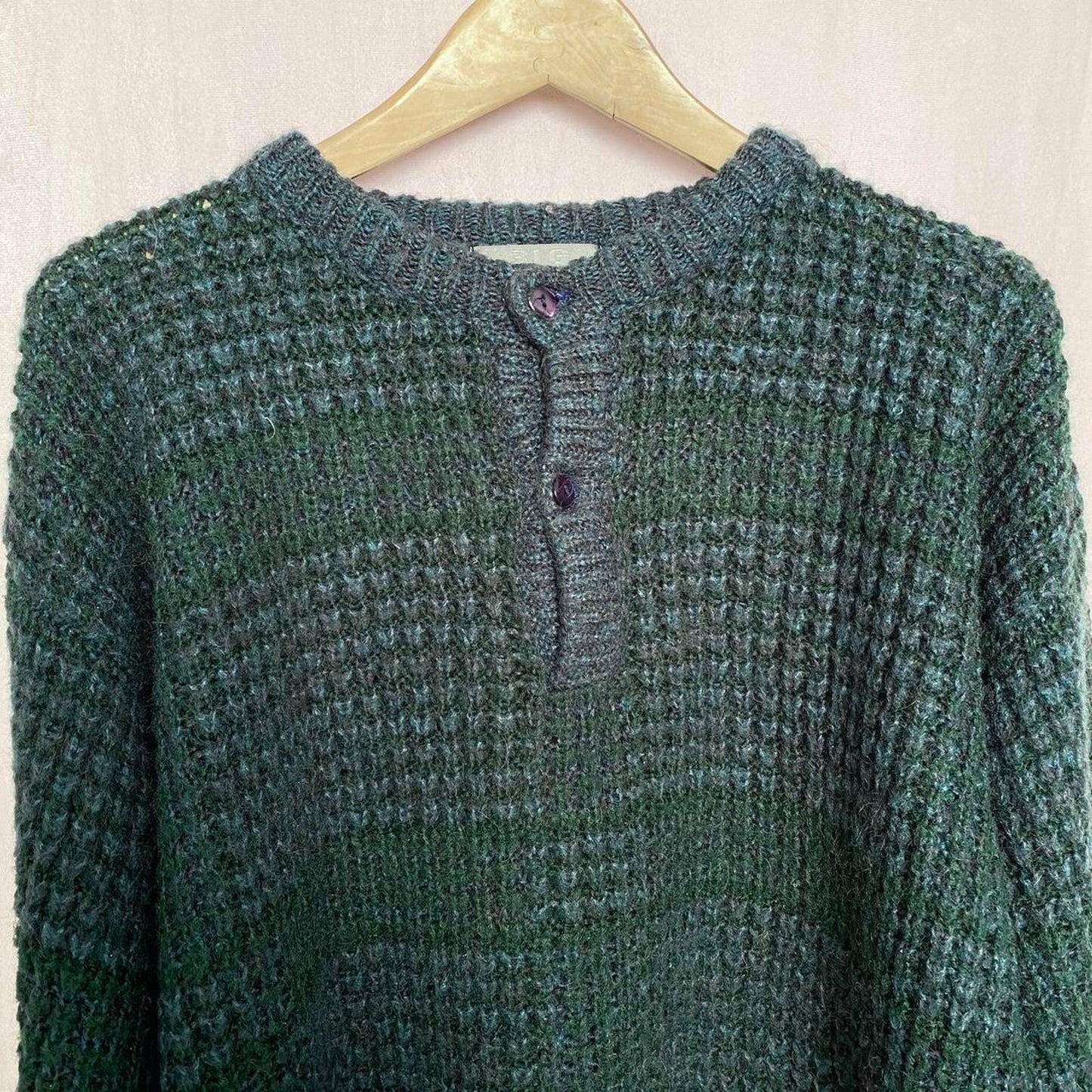 Vintage Chunky Knit Wool Sweater, Size Large