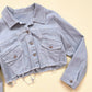 Reworked Frayed Crop Denim Jean Jacket