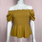 Secondhand Old Navy Mustard Smocked Puff Sleeve Top, Size Small