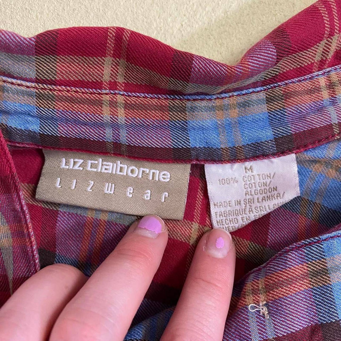 Reworked Vintage Liz Claiborne Plaid Crop Button Up, Size Medium
