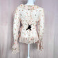 Y2K Moda International Floral Ruffle Wrap Silk Blouse, Size Medium
