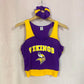 Upcycled Minnesota Vikings Crop Tank & Scrunchie Set, Size S/M