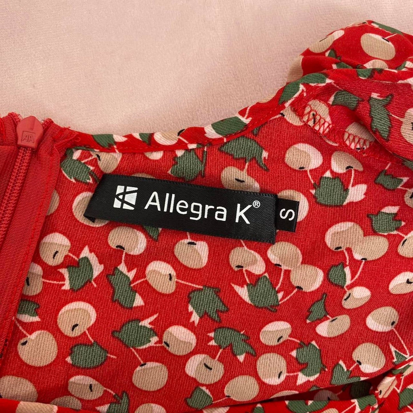 Secondhand Allegra K Red Cherry Print Mini Dress, Size Small