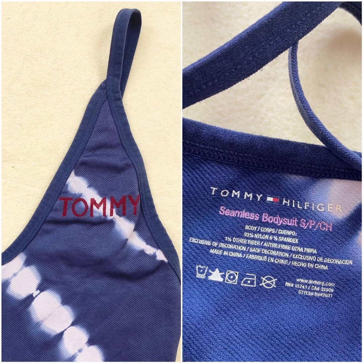 Secondhand Tommy Hilfiger Seamless Tie Dye Bodysuit, Size Small