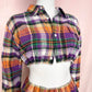 Upcycled Stussy Flannel Crop Jacket & Skirt Set, Size Small