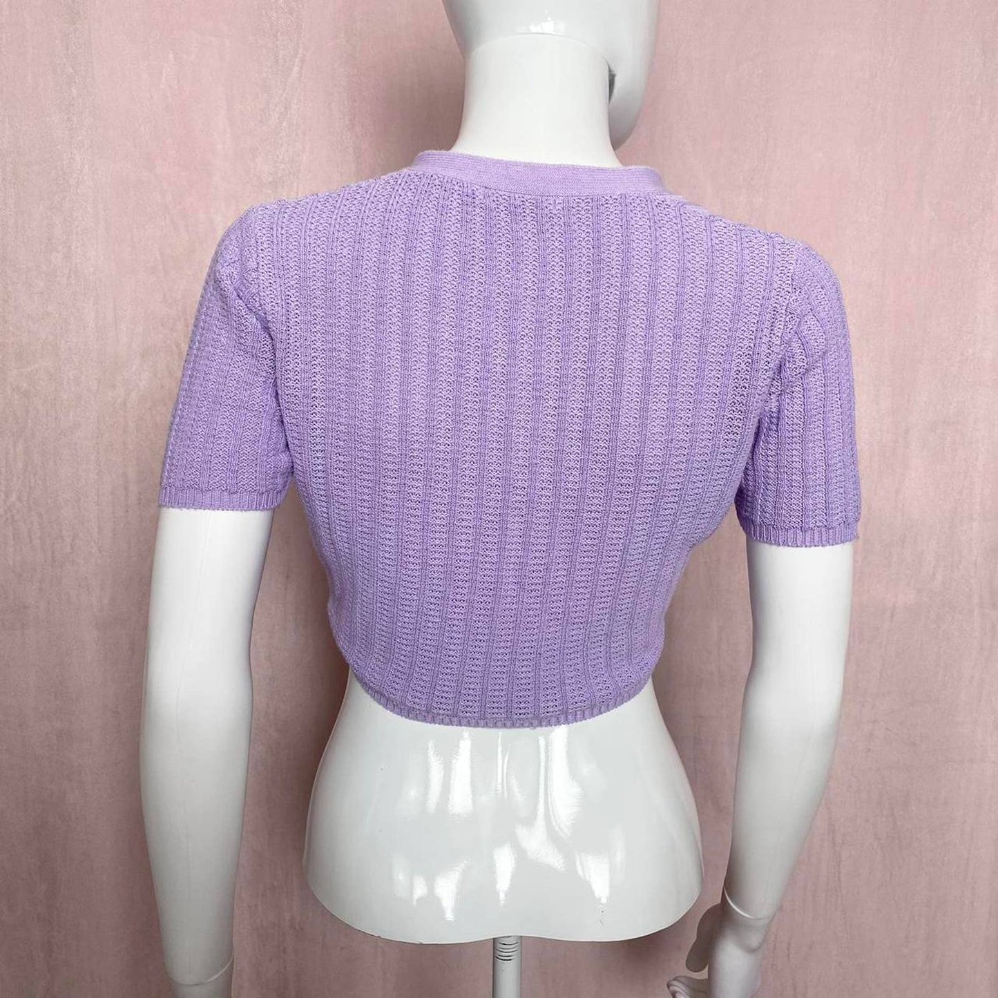Reworked DoDo Short Sleeve Knit Crop Cardigan, Size XS