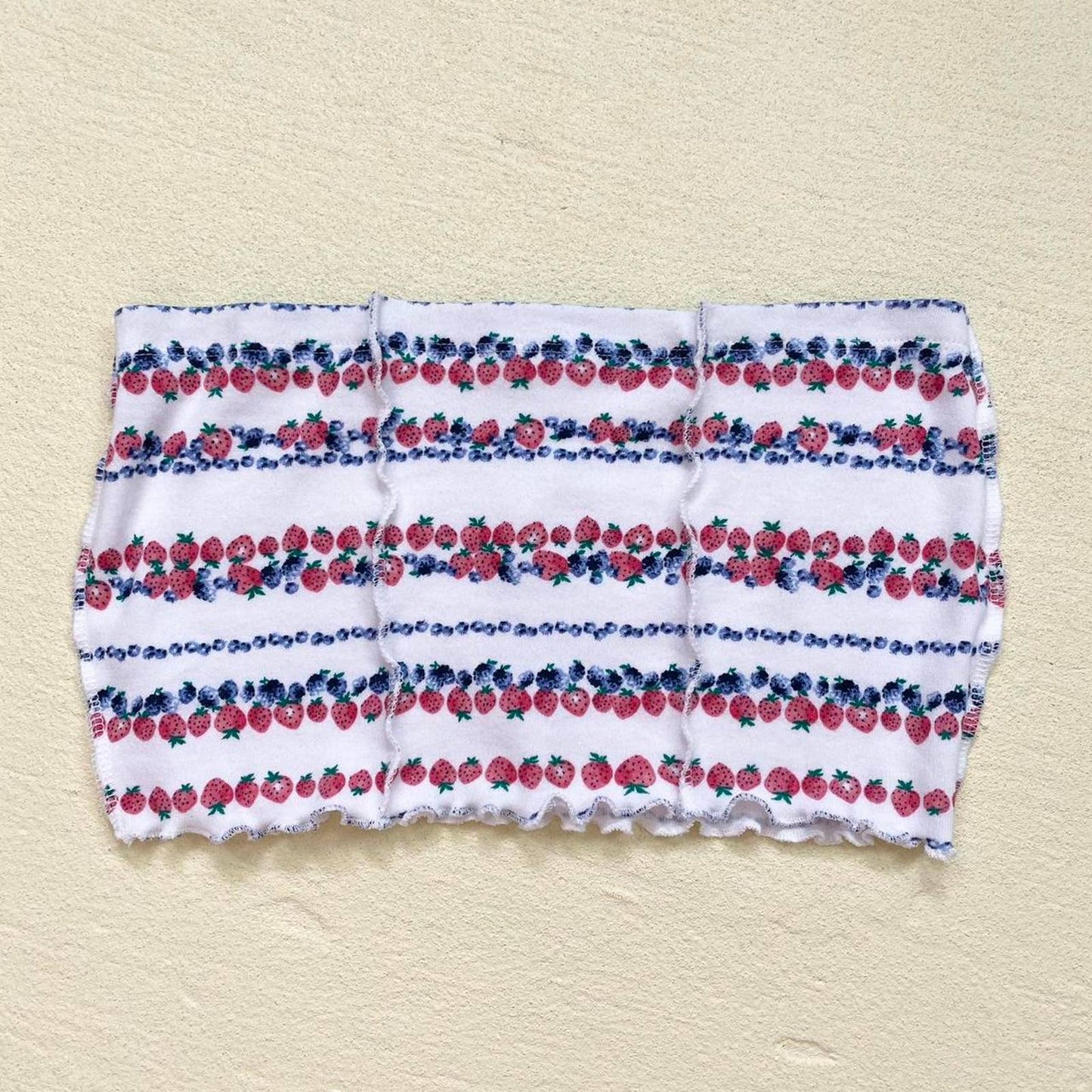 Scrap Fabric Strawberry Blueberry Crop Tube Top, Size Small