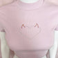Upcycled Urban Outfitters Devil Heart Rhinestone Pink Crop Baby Tee, Size XS