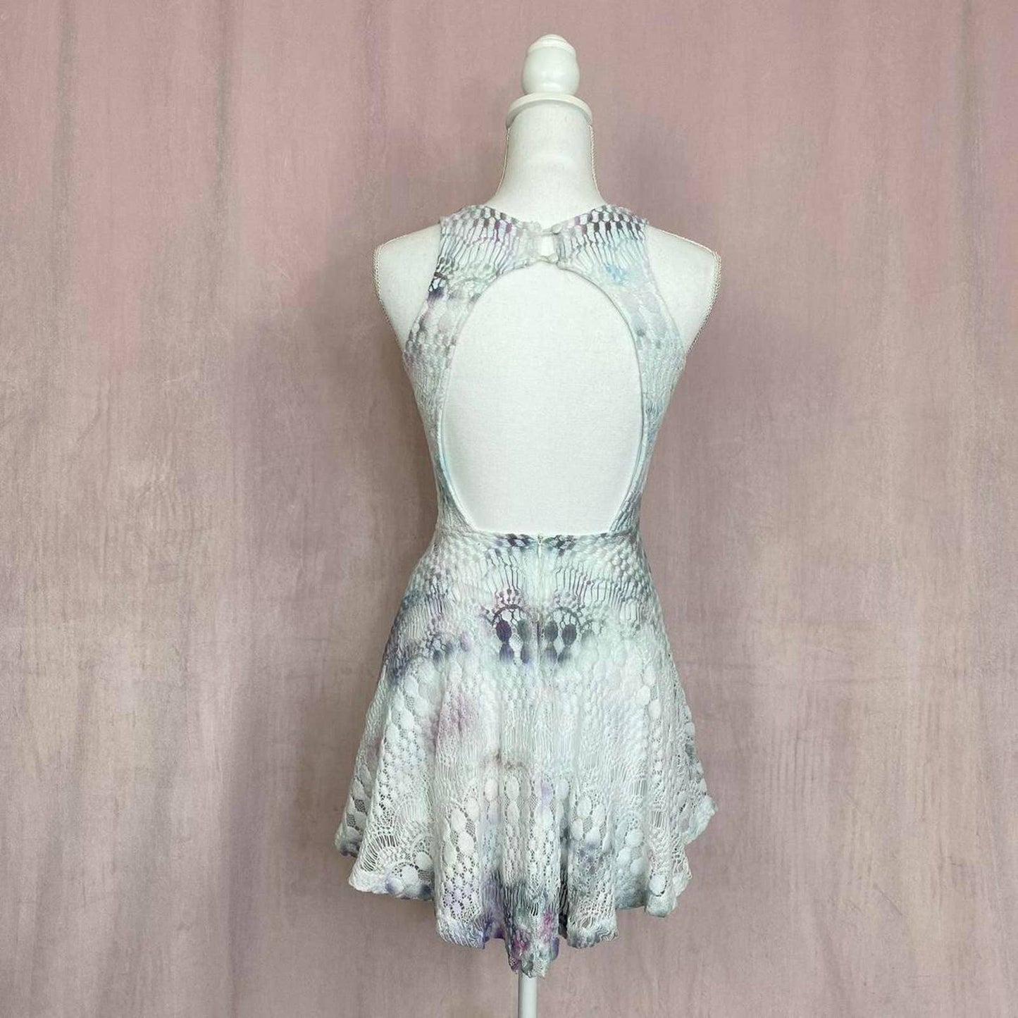 Upcycled Love Culture Tie Dye Mini Lace Dress, Size XS