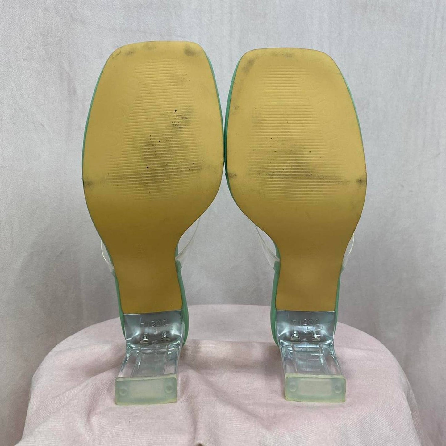 Secondhand Liliana Aura-2 Clear Sandal Heels in Mint Green, Size 7
