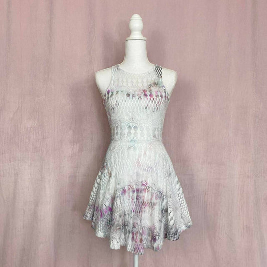 Upcycled Love Culture Tie Dye Mini Lace Dress, Size XS