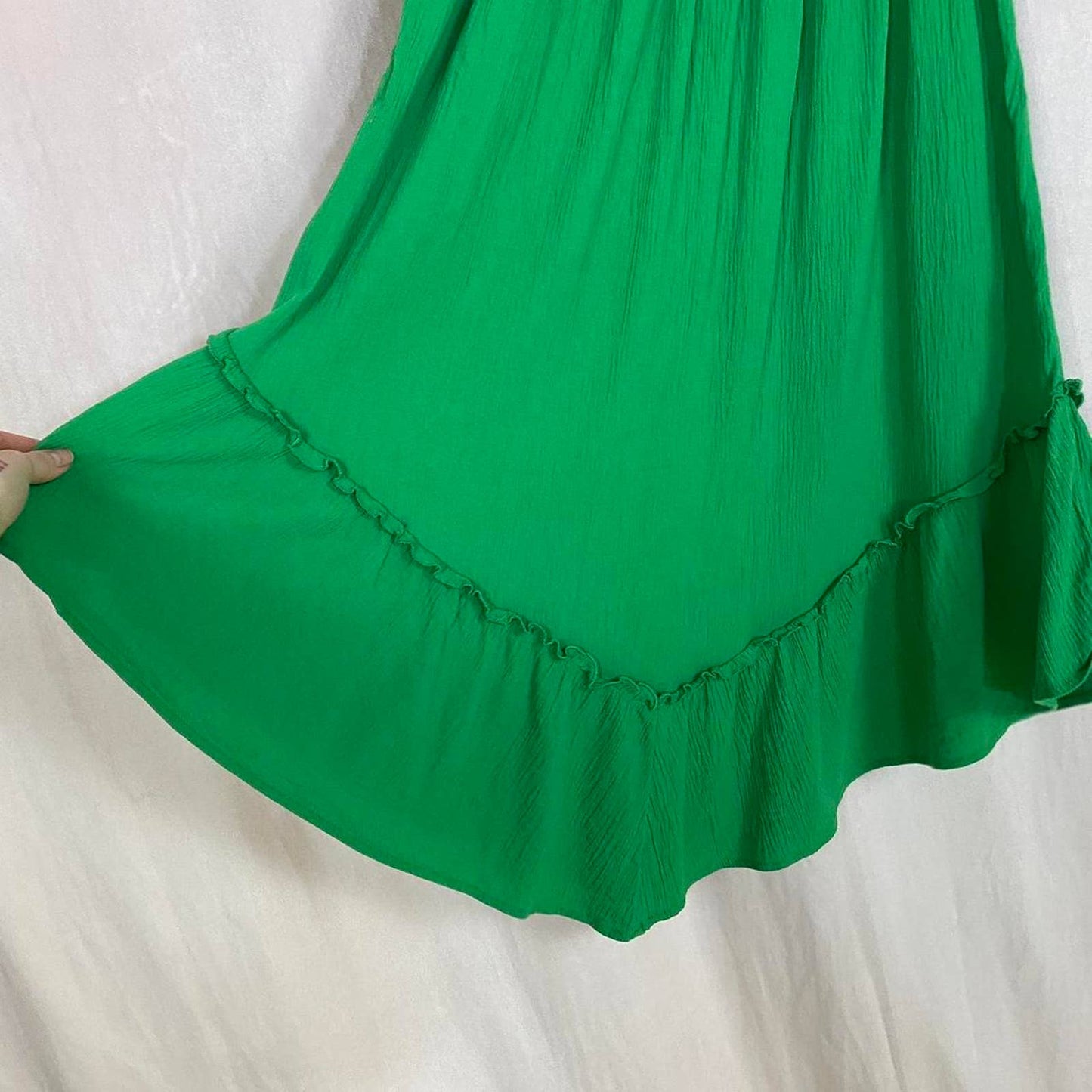 Secondhand Wild Fable Handkerchief Hem Green Midi Skirt, Size Small