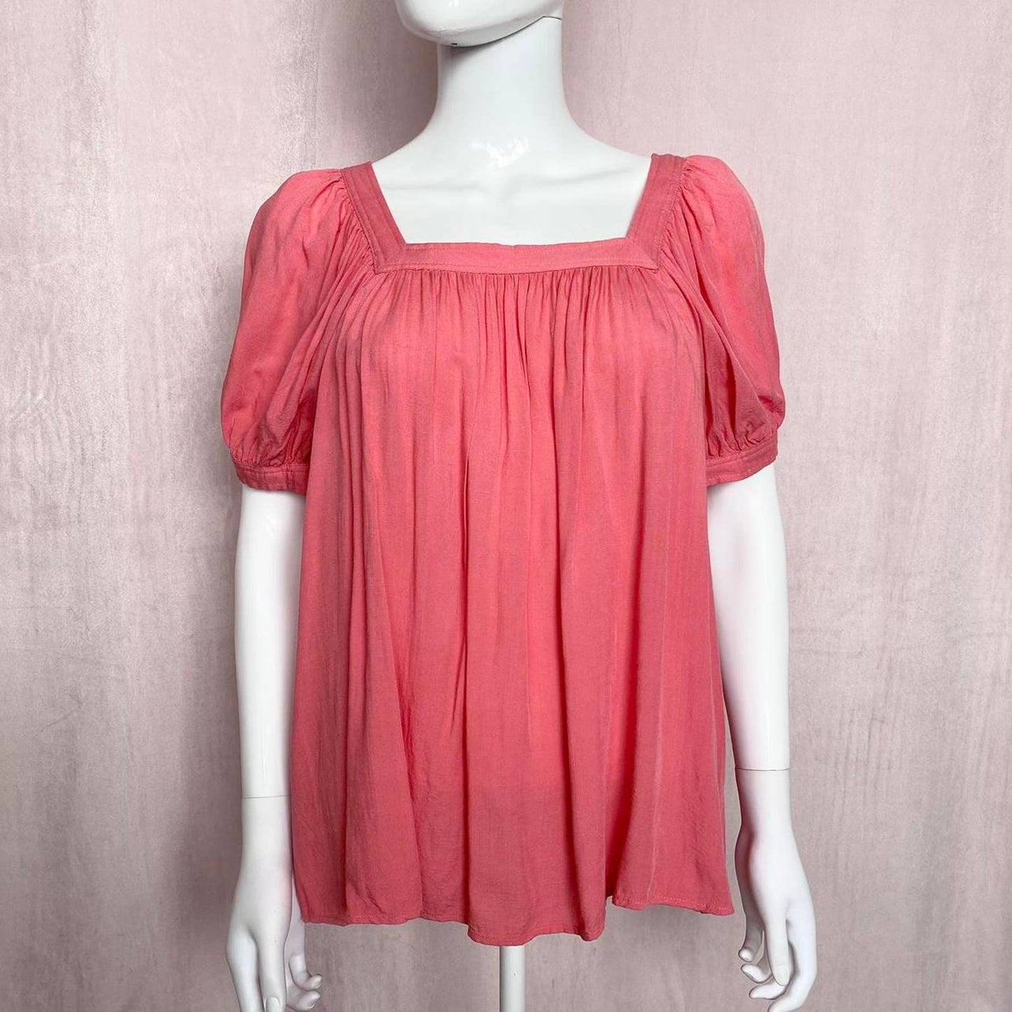Secondhand Kori America Peach Puff Sleeve Flowy Top, Size Small