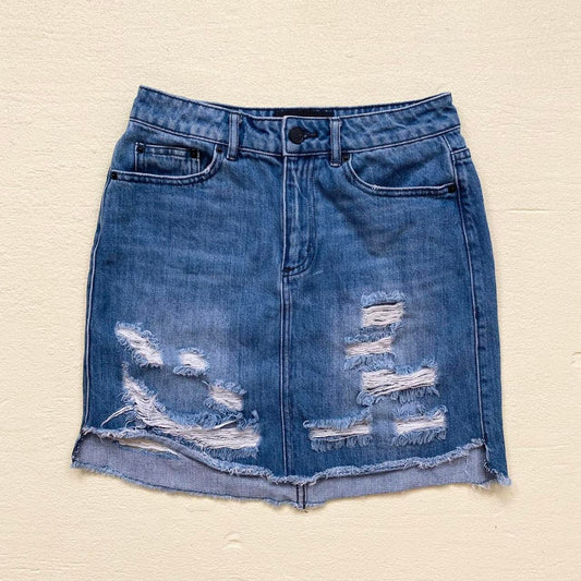 Secondhand The Fifth Label Distressed Denim Mini Skirt, Size 25”