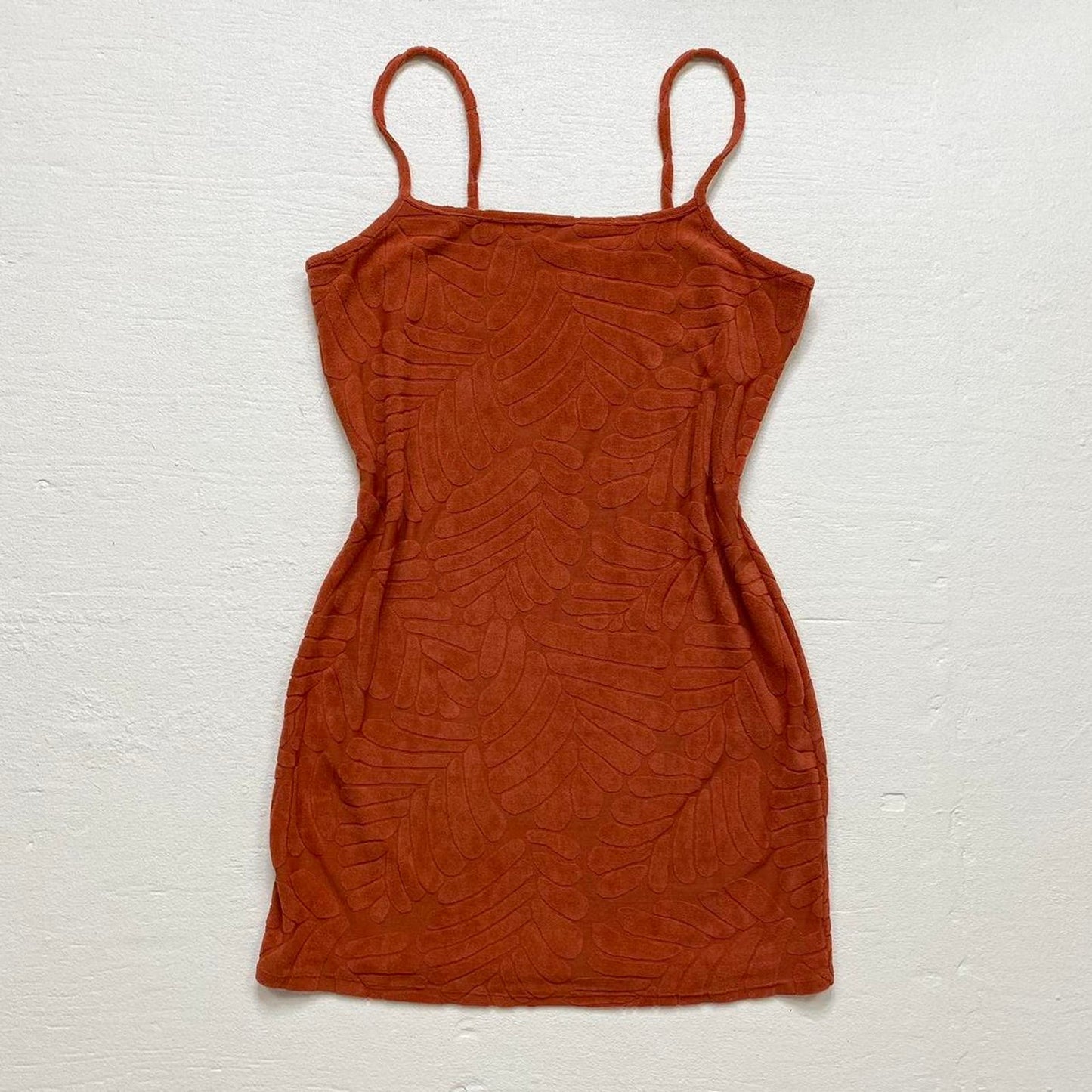 Secondhand Abound Rusty Orange Embossed Terry Mini Dress, Size XL