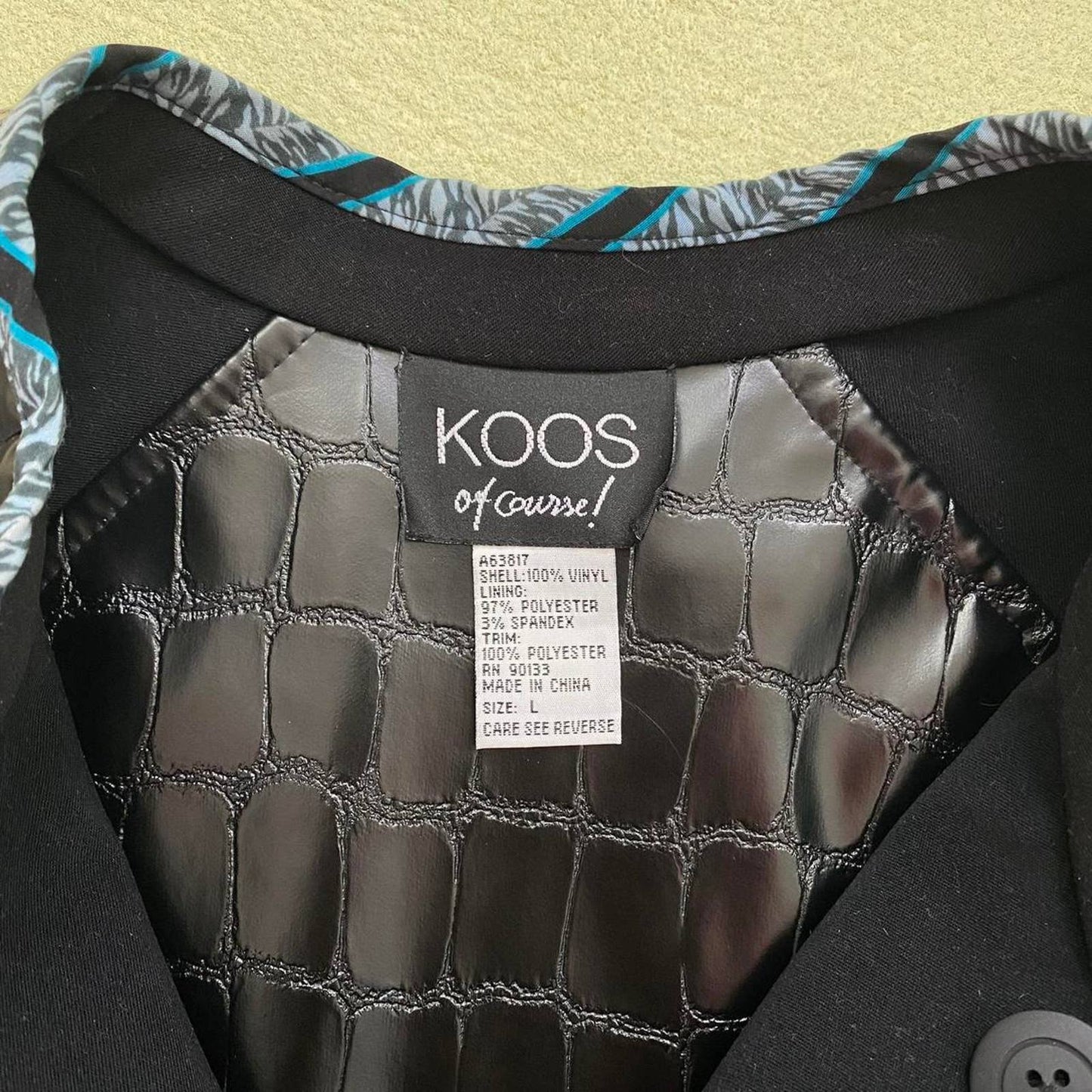 Vintage KOOS Of Course Reversible Vinyl Croc Leather Jacket, Size Large