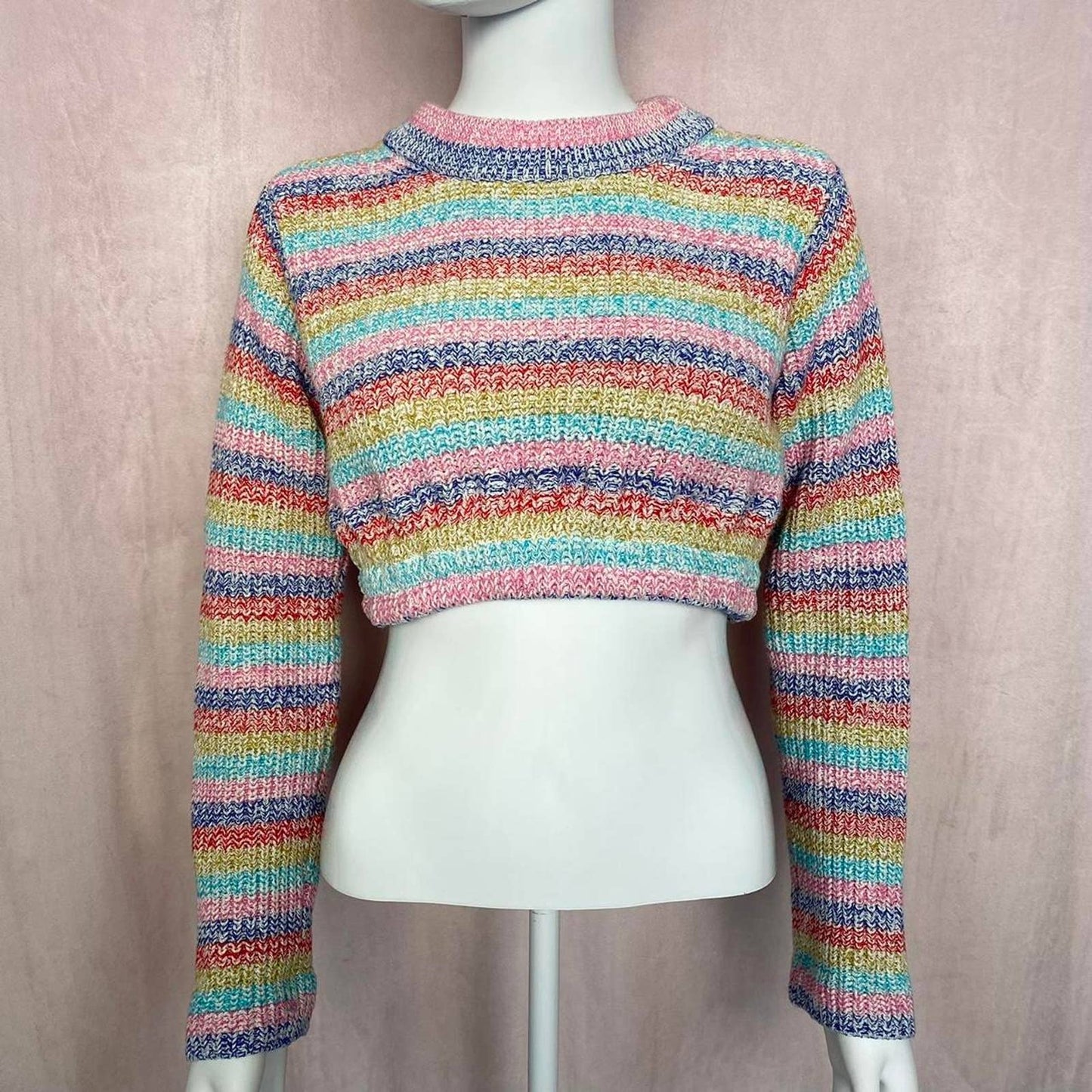 Reworked Philosophy Stripe Knit Crop Sweater, Size Small