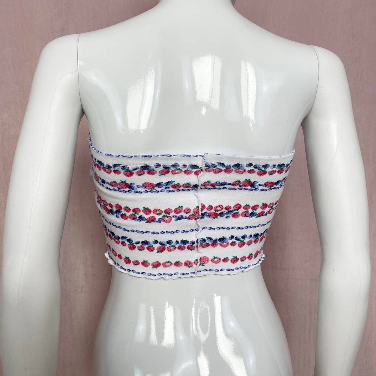 Scrap Fabric Strawberry Blueberry Crop Tube Top, Size Small