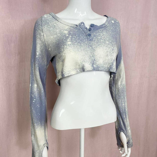 Upcycled Gymshark Acid Wash Crop Long Sleeve, Size Medium