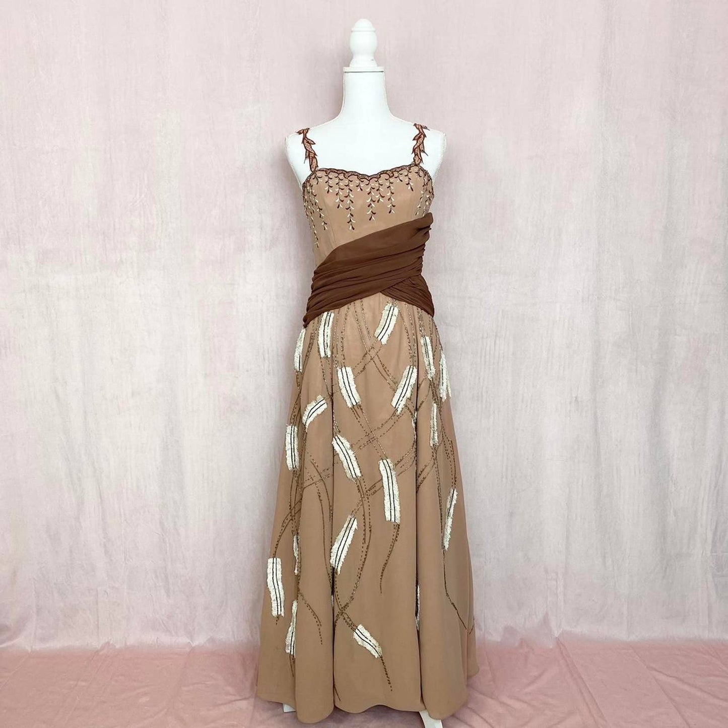 Vintage Le Monde Fashions Beaded Grunge Fairy Gown, Size 8