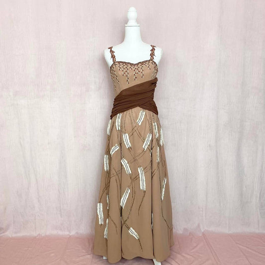Vintage Le Monde Fashions Beaded Grunge Fairy Gown, Size 8