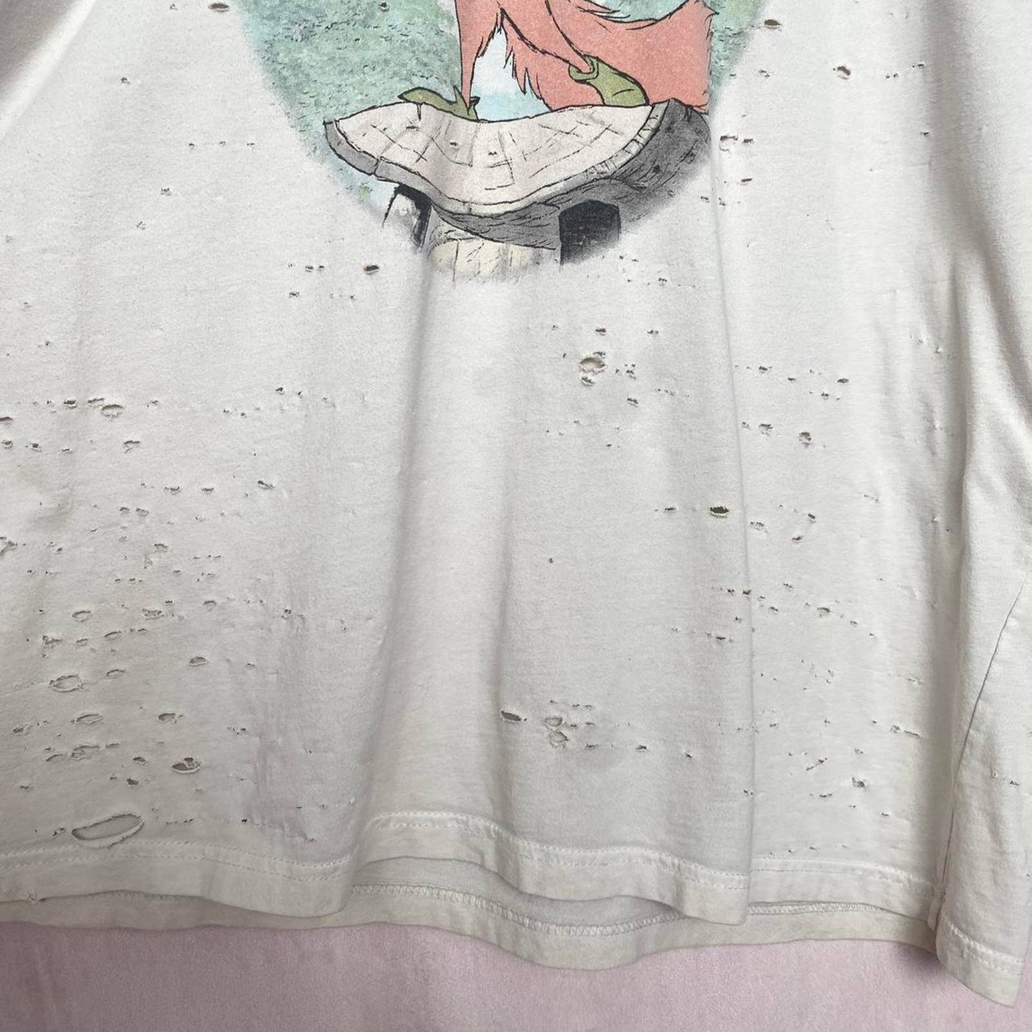 Upcycled Disney Robin Hood Distressed Retro T-Shirt, Size 2XL
