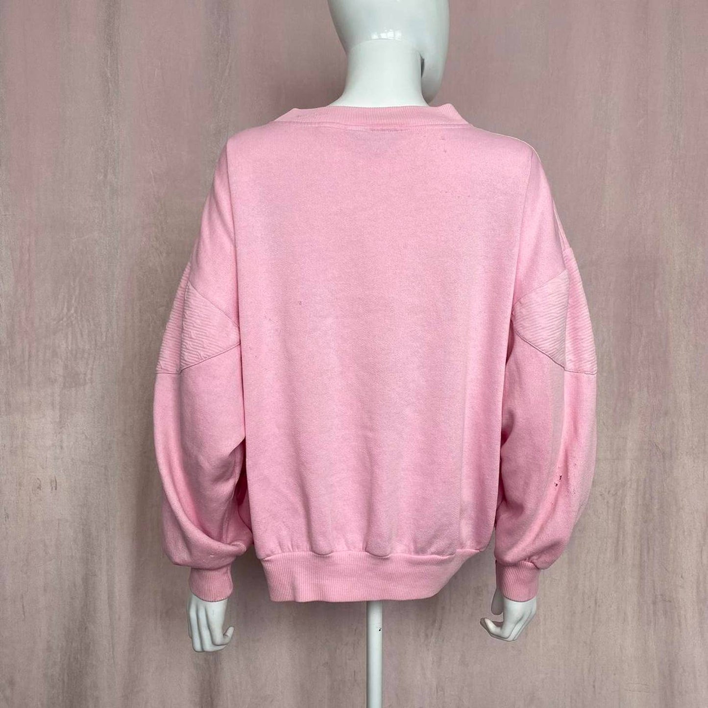 Upcycled Vintage Prestige Global Distressed Pink Crewneck, Size XL
