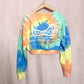 Reworked Barefoot Bar Tie Dye Crop Crewneck, Size Medium