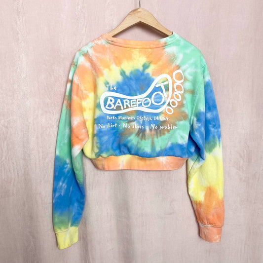 Reworked Barefoot Bar Tie Dye Crop Crewneck, Size Medium