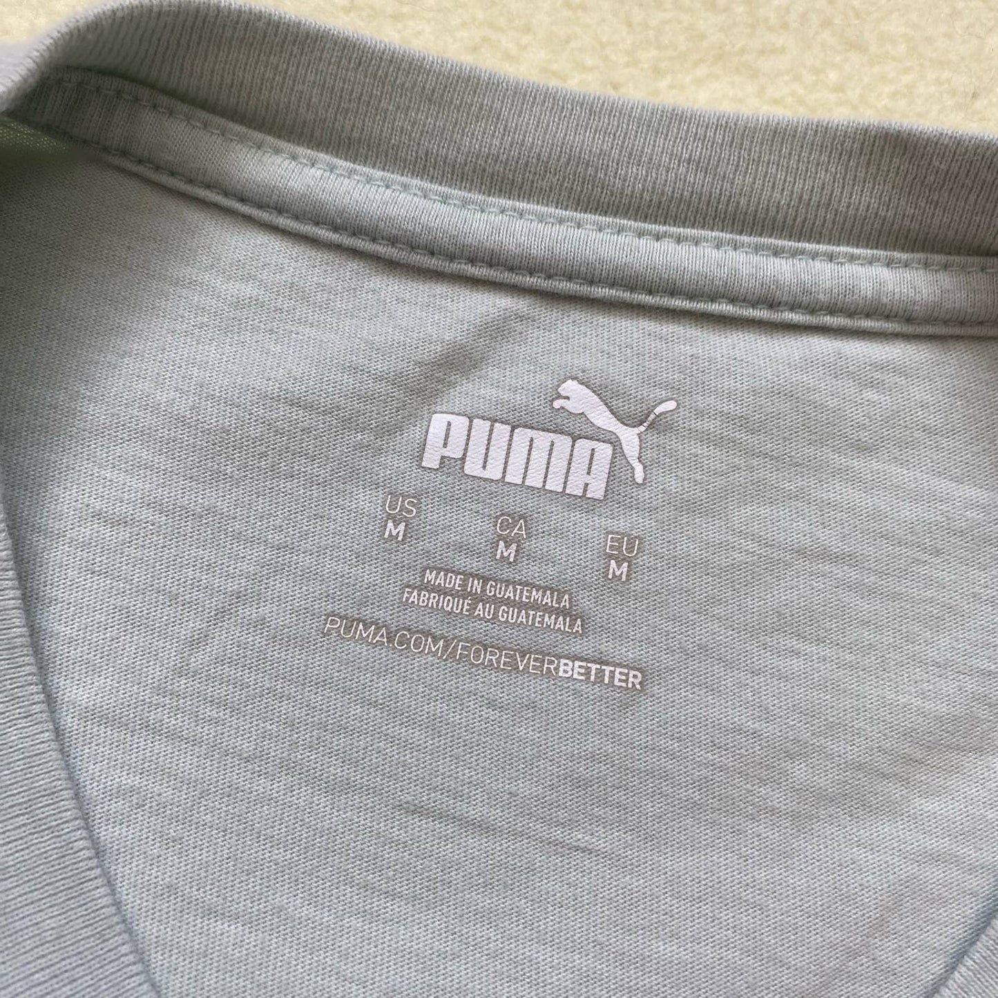 Reworked Puma Logo Mint Green Crop Tee, Size Medium