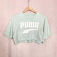 Reworked Puma Logo Mint Green Crop Tee, Size Medium