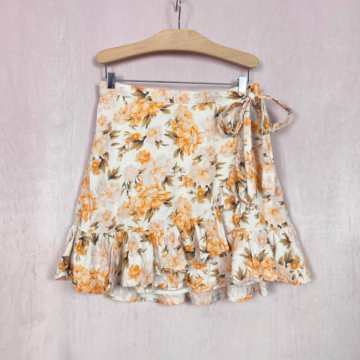 Secondhand American Eagle Floral Wrap Mini Skirt, Size Small