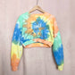 Reworked Barefoot Bar Tie Dye Crop Crewneck, Size Medium