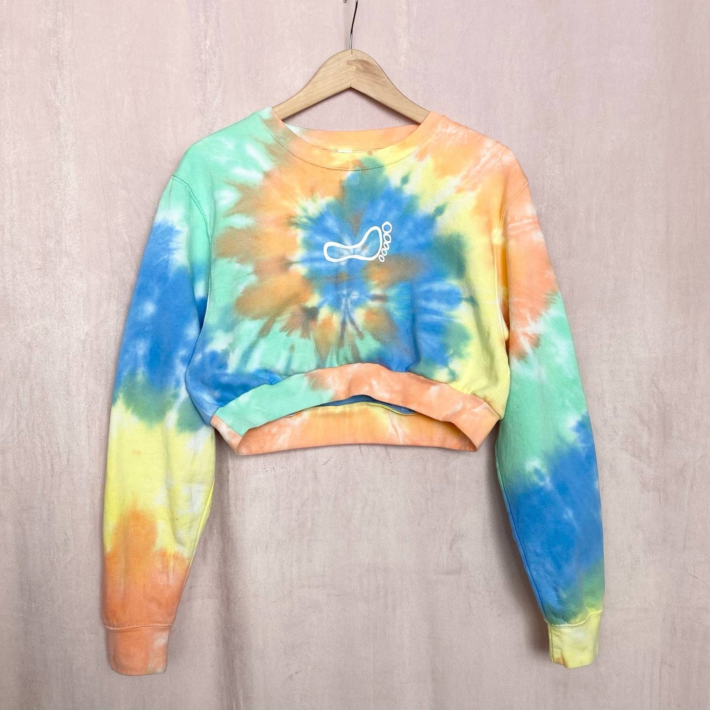Reworked Barefoot Bar Tie Dye Crop Crewneck, Size Medium