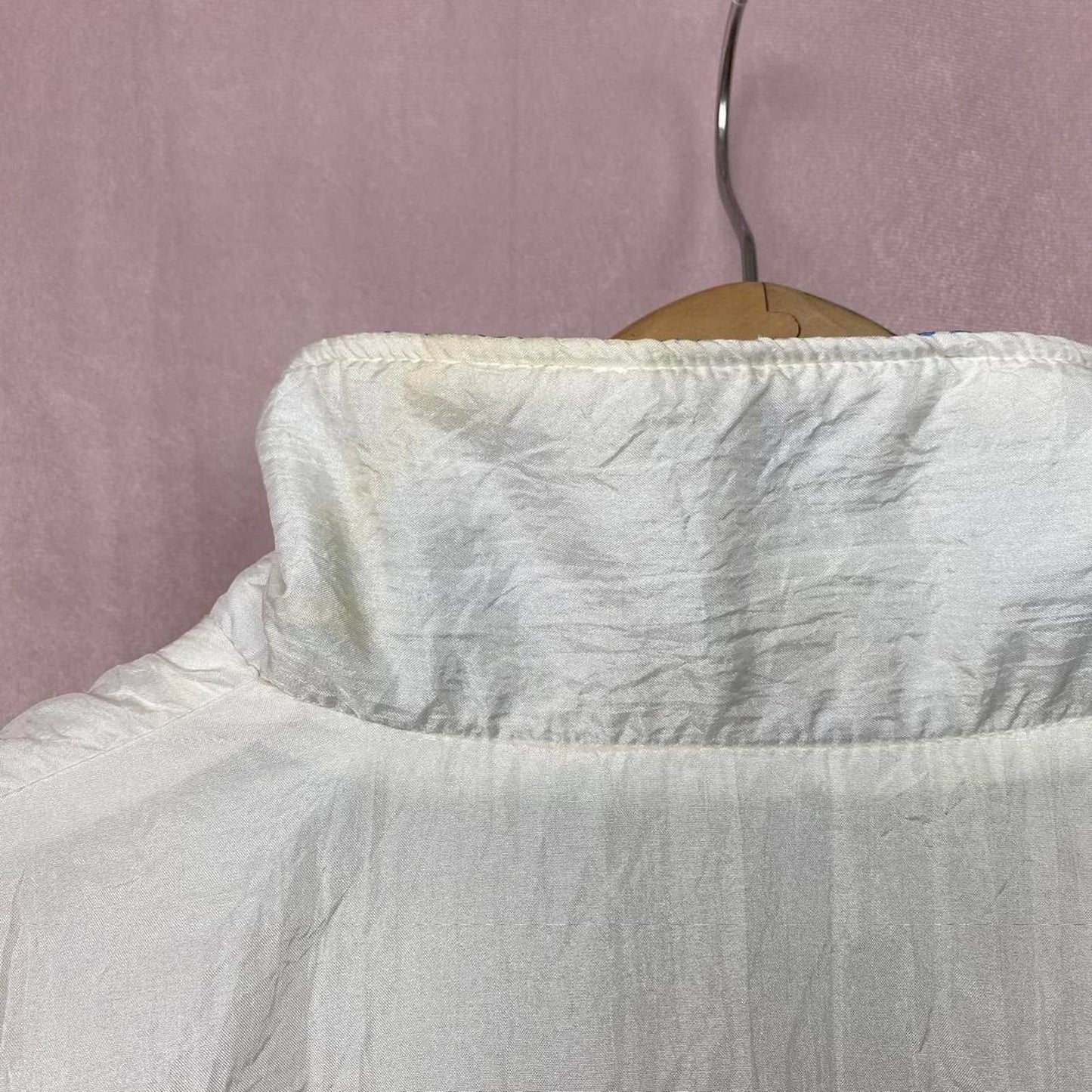 Vintage 90s Cream White Blue Windbreaker, Size Extra Large