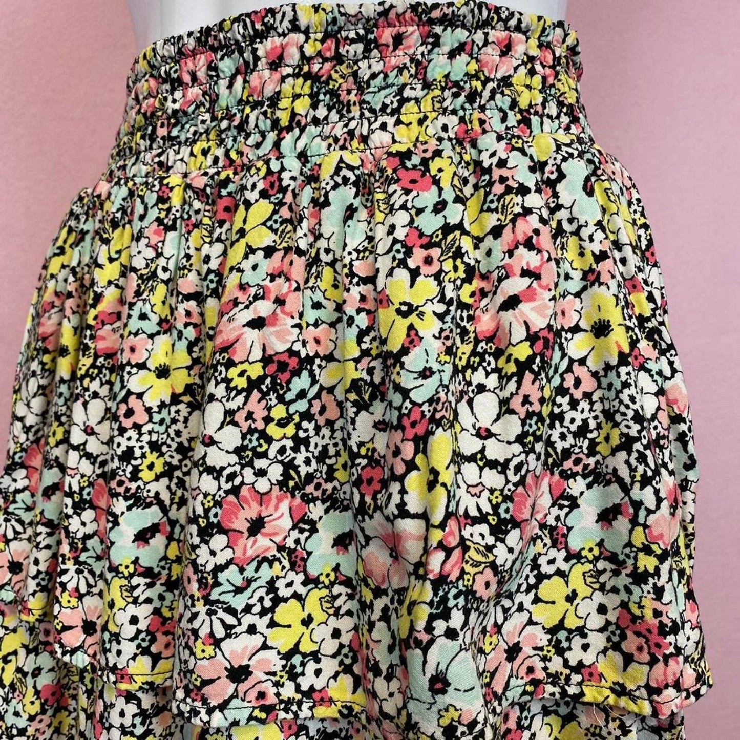 Secondhand No Boundaries Floral Ruffle Mini Skirt, Size Small