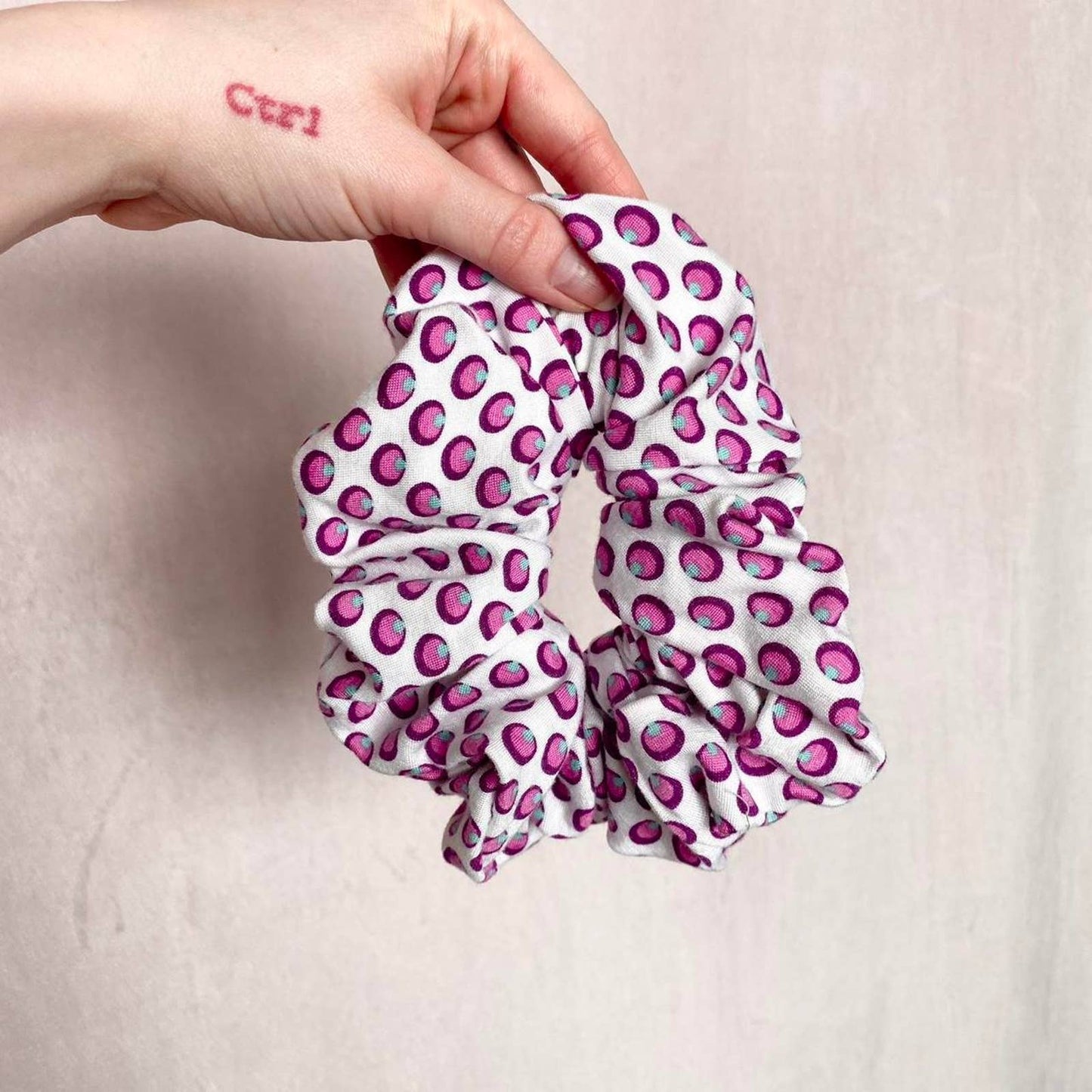 Scrap Fabric Polka Dot Jumbo Scrunchie