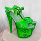 Upcycled Pleaser Green Money Dancer Heels, Size 6