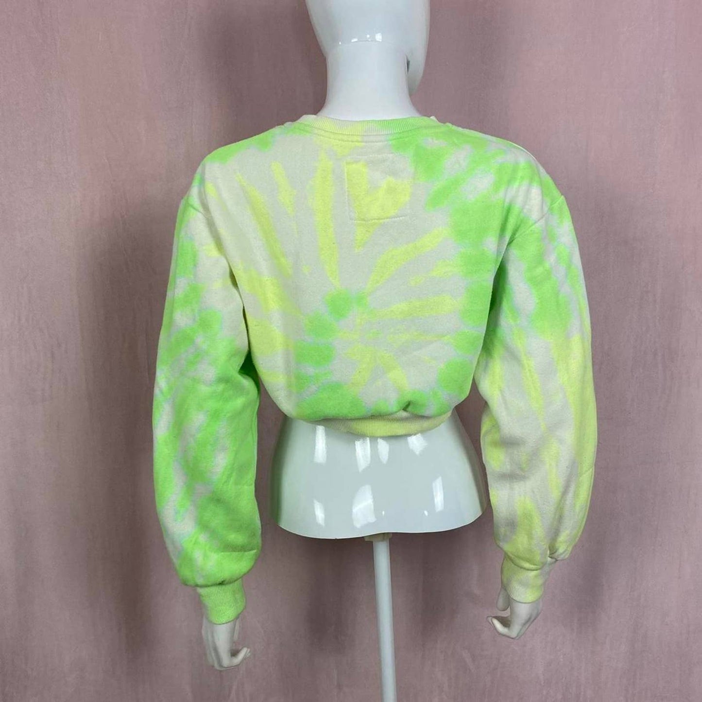 Reworked C’est Toi Neon Tie Dye Crop Crewneck, Size Medium
