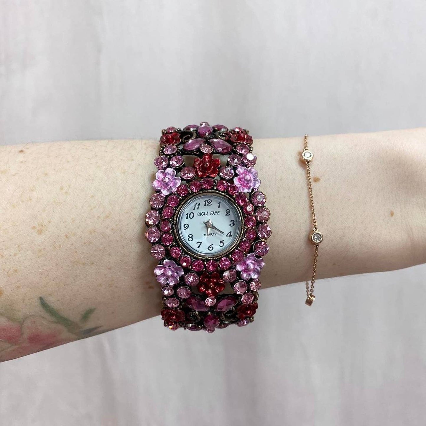 Vintage Cici & Faye Pink Floral Quartz Watch