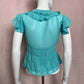Secondhand Ruffle Trim Babydoll Turquoise Top, Size Small